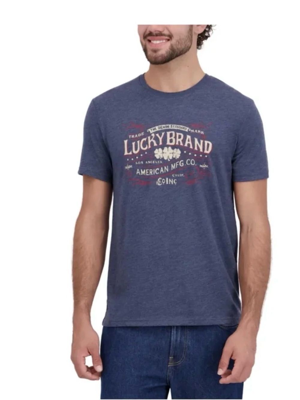 Lucky Brand Navy Heather Graphic Crew Tee